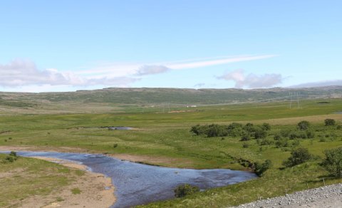 Dæmi um tölvuteiknaða ásýndarmynd við Þverárrétt í Borgarfirði.